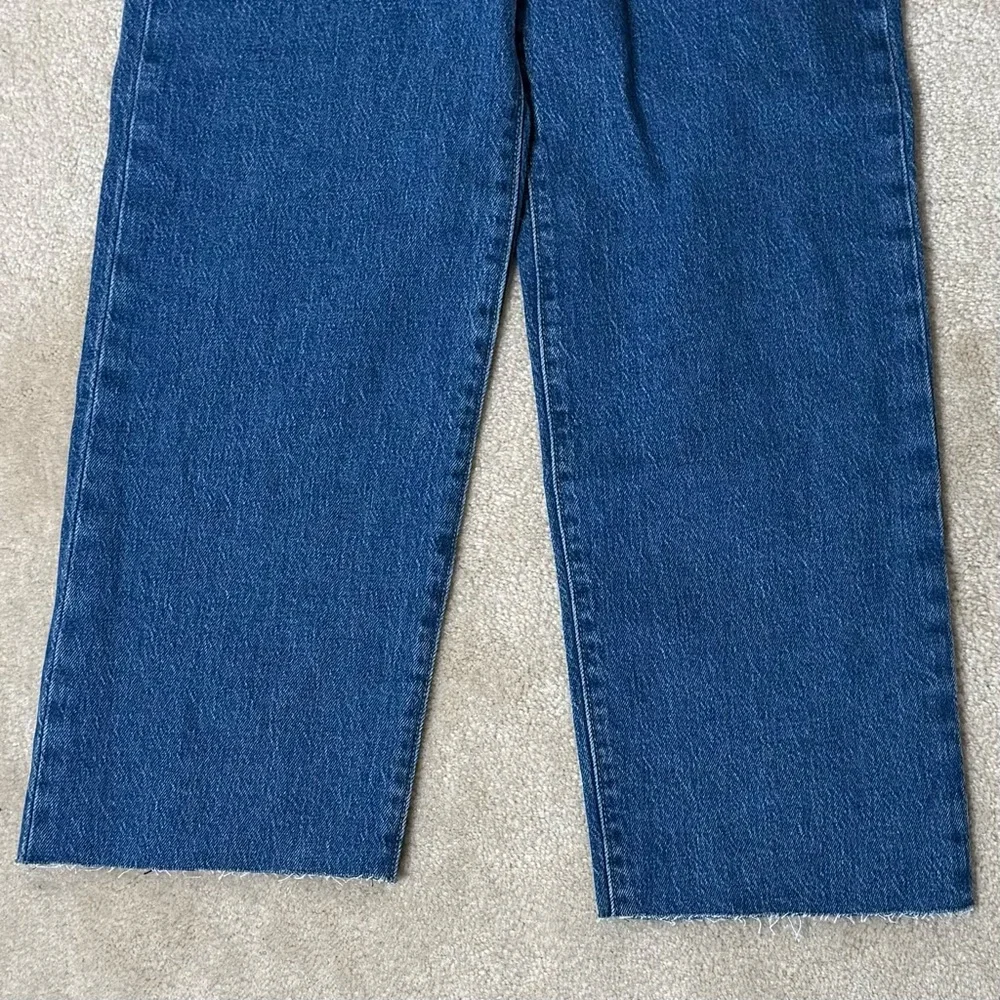 Levi's Ribcage Straight Fit Ankle Jeans Women's 25 Blue High-Rise‎ Raw-Hem Denim